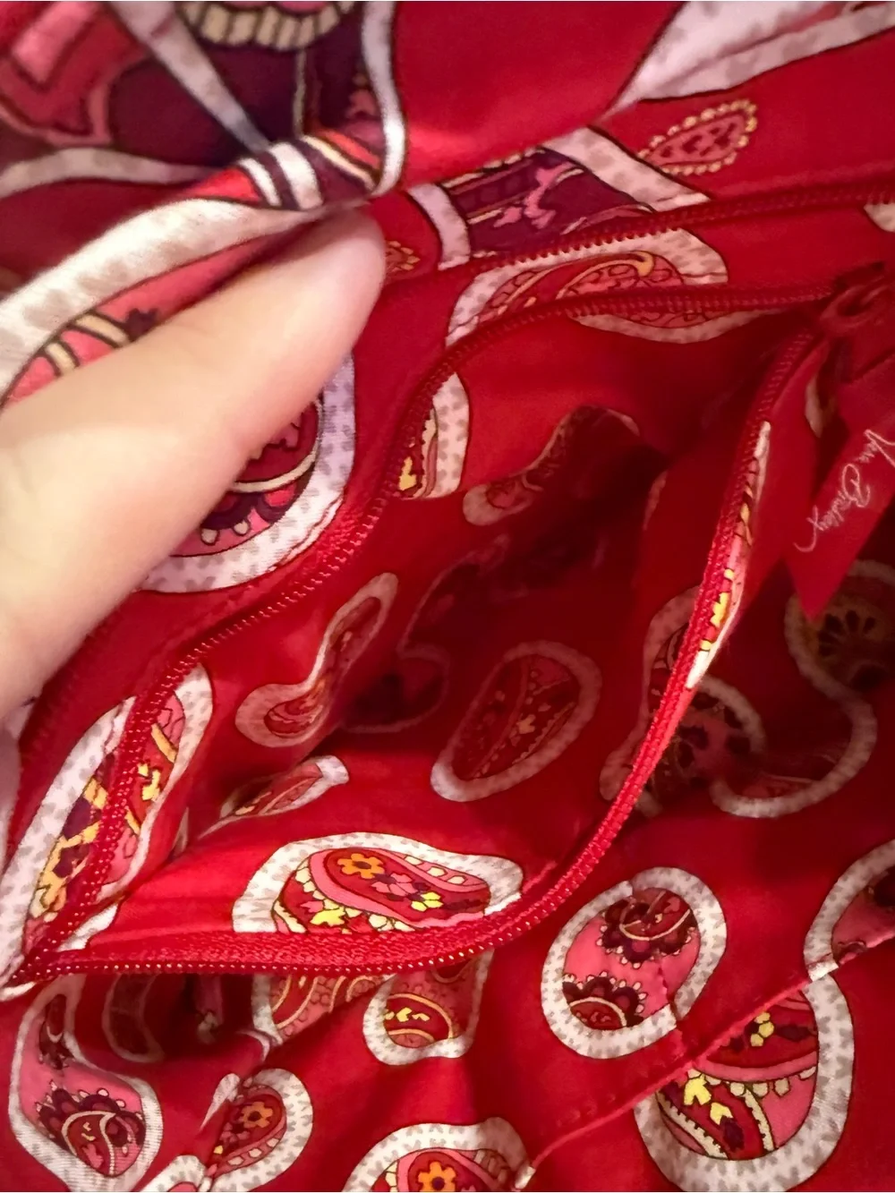 Vera Bradley Pink Paisley Quilted Tote Bag & Matching Zip Cosmetic Pouch Set